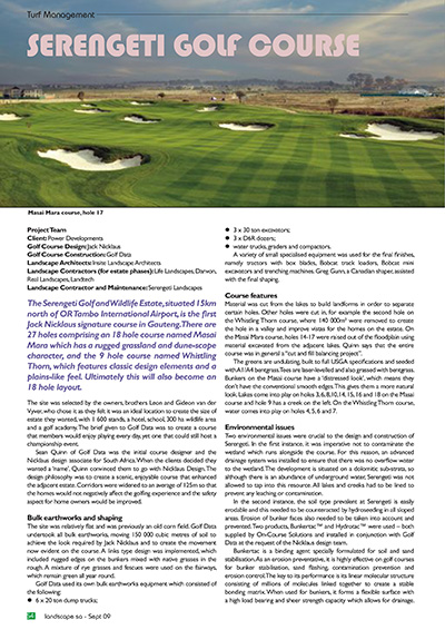 Serengeti Golf Course Landscape SA Article